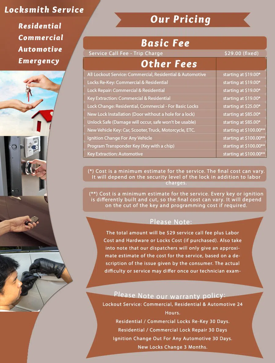 Voorhees Locksmith Service Voorhees, NJ 856-454-9416 - price-list